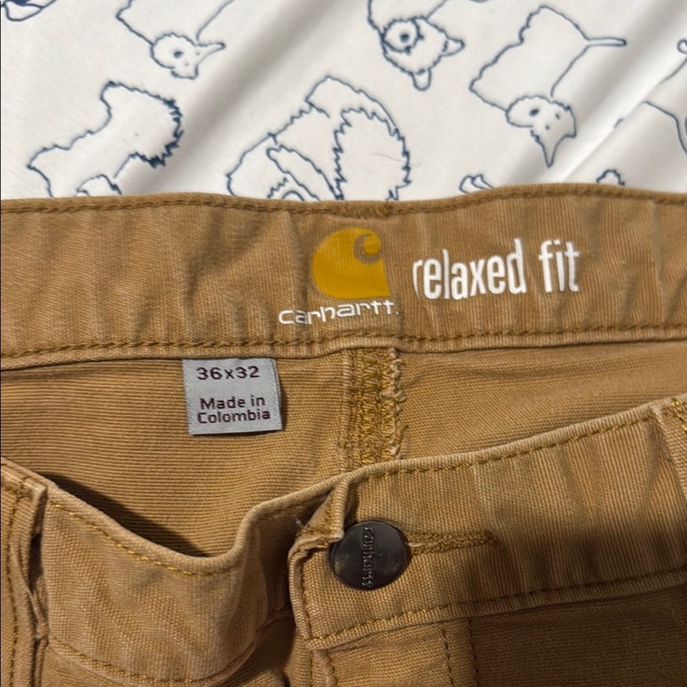 Carhartt Tan Relaxed Jeans Durable Workwear - Picture 5 of 5